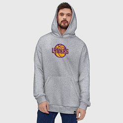 Толстовка-худи оверсайз Lakers ball, цвет: меланж — фото 2