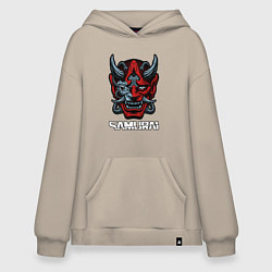 Толстовка-худи оверсайз Samurai mask, цвет: миндальный