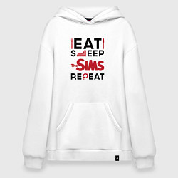 Худи оверсайз Надпись: eat sleep The Sims repeat