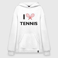 Толстовка-худи оверсайз I Love Tennis, цвет: белый