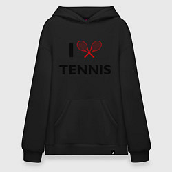 Толстовка-худи оверсайз I Love Tennis, цвет: черный