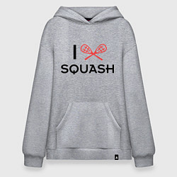 Толстовка-худи оверсайз I Love Squash, цвет: меланж