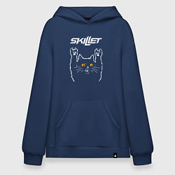 Толстовка-худи оверсайз Skillet rock cat, цвет: тёмно-синий