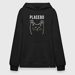 Толстовка-худи оверсайз Placebo rock cat, цвет: черный
