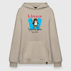 Толстовка-худи оверсайз Пингвин линукс в шляпе, цвет: миндальный