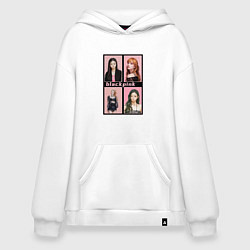 Толстовка-худи оверсайз Blackpink K-pop группа в аниме стиле, цвет: белый