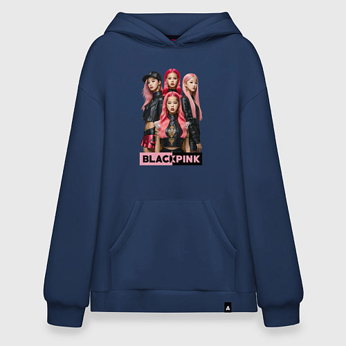 Худи оверсайз Блэкпинк постер / Тёмно-синий – фото 1