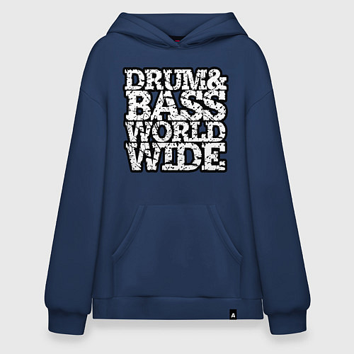 Худи оверсайз Drum and bass world wide / Тёмно-синий – фото 1
