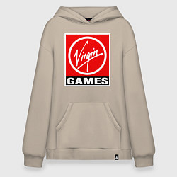 Толстовка-худи оверсайз Virgin games logo, цвет: миндальный