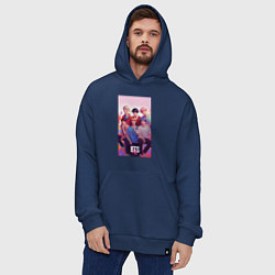 Толстовка-худи оверсайз BTS art anime style, цвет: тёмно-синий — фото 2