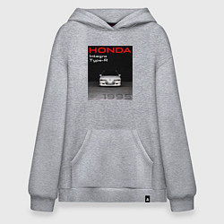 Толстовка-худи оверсайз Honda Integra Type-R обложка, цвет: меланж