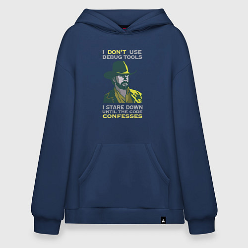 Худи оверсайз Чак Норрис среди программистов / Тёмно-синий – фото 1