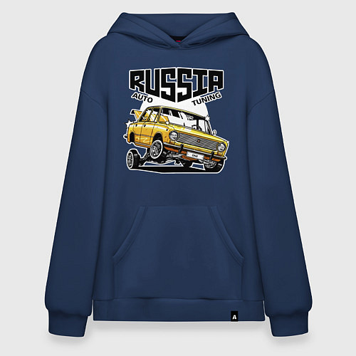 Худи оверсайз Russia tuning car / Тёмно-синий – фото 1