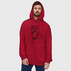 Толстовка-худи оверсайз Smile bear - minimalism, цвет: красный — фото 2