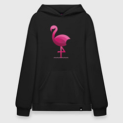 Толстовка-худи оверсайз Фламинго минималистичный, цвет: черный