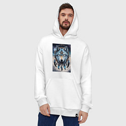 Толстовка-худи оверсайз Шаман волк, цвет: белый — фото 2