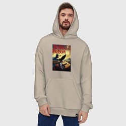 Толстовка-худи оверсайз MoMo - Орел с пиратским флагом, цвет: миндальный — фото 2