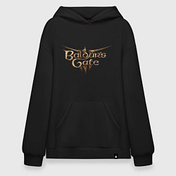 Толстовка-худи оверсайз Логотип Baldurs Gate 3, цвет: черный