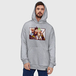 Толстовка-худи оверсайз Луффи и Ророноа Зоро - Ван пис, цвет: меланж — фото 2