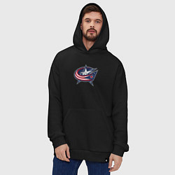 Толстовка-худи оверсайз Columbus blue jackets - hockey team - emblem, цвет: черный — фото 2