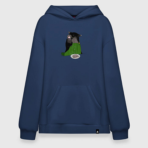 Худи оверсайз Кот повар / Тёмно-синий – фото 1