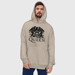 Толстовка-худи оверсайз Queen - logo, цвет: миндальный — фото 2