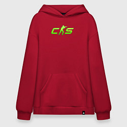 Толстовка-худи оверсайз CS2 green logo, цвет: красный