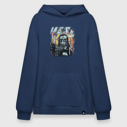 Толстовка-худи оверсайз Терминатор - metal face, цвет: тёмно-синий