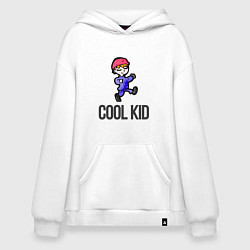 Толстовка-худи оверсайз Cool kid, цвет: белый