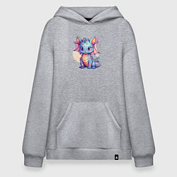 Толстовка-худи оверсайз Cute dragon cat, цвет: меланж