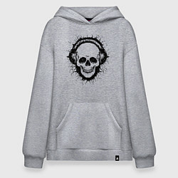Толстовка-худи оверсайз Смеющийся череп, цвет: меланж