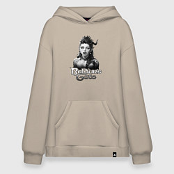 Худи оверсайз Карлах - ахегао - черный и белый