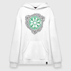 Толстовка-худи оверсайз Компас викингов вегвизир, цвет: белый
