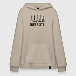 Толстовка-худи оверсайз Разнообразие гитар, цвет: миндальный