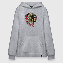 Толстовка-худи оверсайз Гордый индеец, цвет: меланж