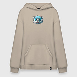 Толстовка-худи оверсайз Полярный медведь в очках, цвет: миндальный