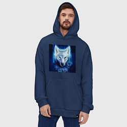 Толстовка-худи оверсайз Белый wolf, цвет: тёмно-синий — фото 2