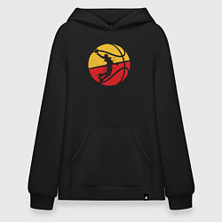 Толстовка-худи оверсайз Red yellow basketball, цвет: черный