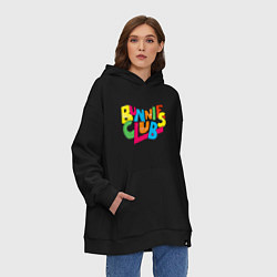 Толстовка-худи оверсайз NewJeans Bunnies Club colorful, цвет: черный — фото 2