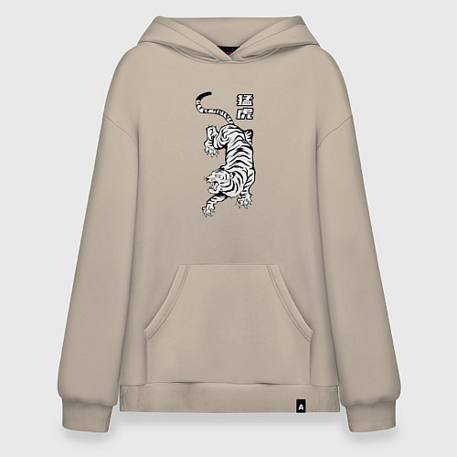 Худи оверсайз Свирепый тигр / Миндальный – фото 1