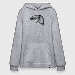 Толстовка-худи оверсайз Голова тукана, цвет: меланж