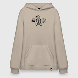 Толстовка-худи оверсайз Доктор Ливси весёлый, цвет: миндальный