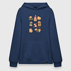Толстовка-худи оверсайз Капибары зимой, цвет: тёмно-синий