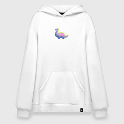 Толстовка-худи оверсайз Неоновый фиолетовый динозавр, цвет: белый