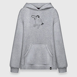 Толстовка-худи оверсайз Мем собака человек бензопила, цвет: меланж