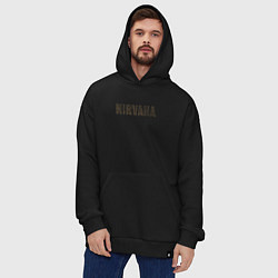 Толстовка-худи оверсайз Nirvana grunge text, цвет: черный — фото 2