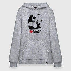 Толстовка-худи оверсайз I love panda, цвет: меланж