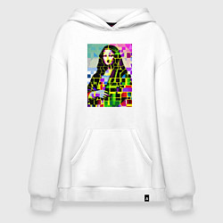 Толстовка-худи оверсайз Mona Lisa - mosaic pop art, цвет: белый