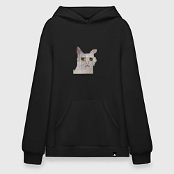 Толстовка-худи оверсайз Pixel cat, цвет: черный