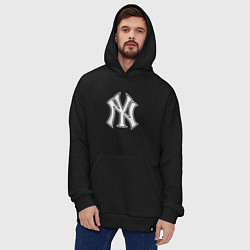 Толстовка-худи оверсайз New York yankees - baseball logo, цвет: черный — фото 2